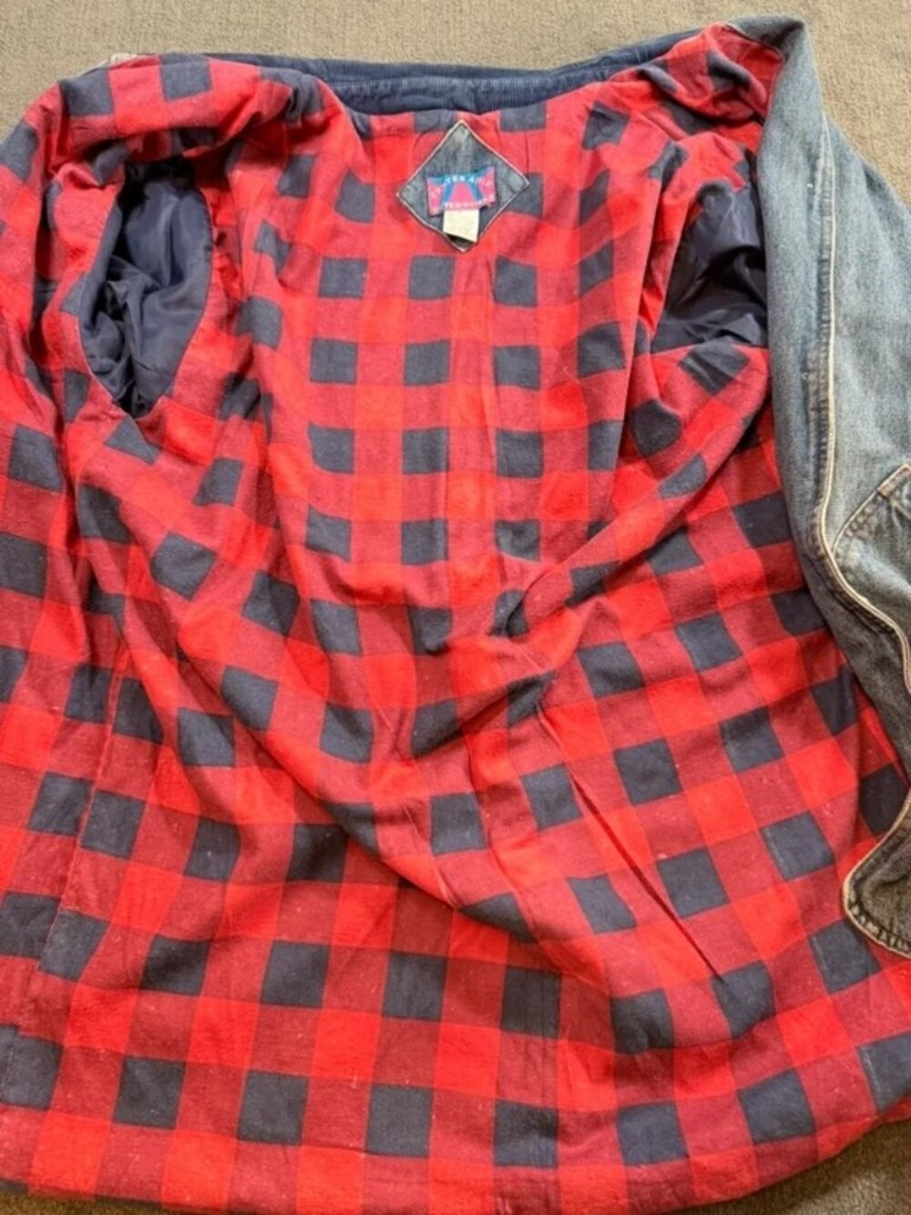 Denim Barn Utility Field Chore Coat Flannel Lined Chore Barn Jacket VTG 80s Lg - Picture 3 of 9